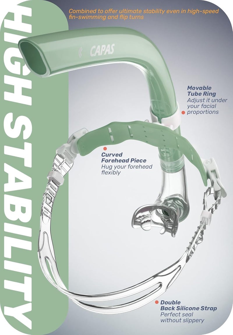 Capas Training Swim Snorkel for Lap Swimming, Swivel Headband Ultimate Fit Center-Mount Swimmers Snorkel with Liquid Silicone Mouthpiece Adjustable Strap, Designed for Adult Men Women - Image 4